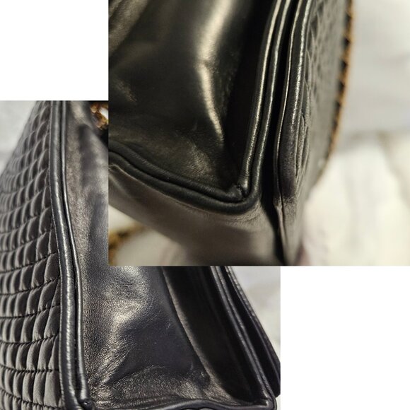 Authentic Bally  Lambskin Leather Quilted Flap Bag in Gold Chain - Picture 15 of 17